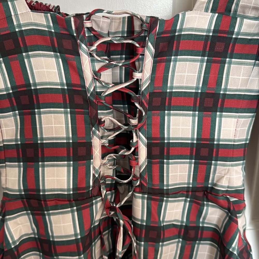 House of CB Malika Red Tartan Corset Mini Dress Women’s Size Medium - Picture 10 of 16